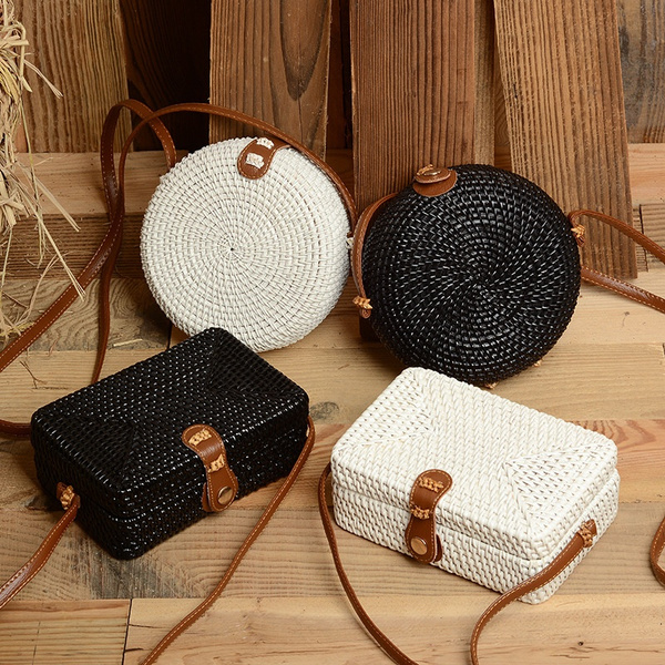 Black round hotsell rattan bag