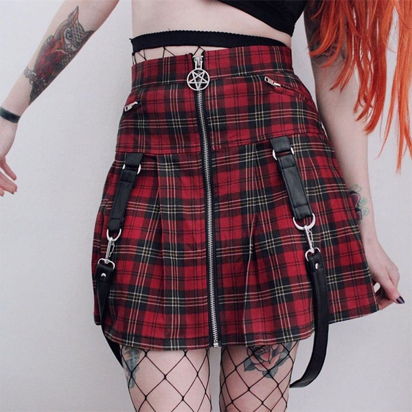 red plaid vintage skirt