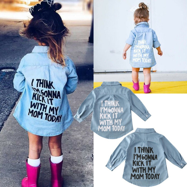 2-7 años, camisas de para niños y niñas, camisetas, ropa vaquera con estampado de letras, camisetas de manga larga, camisa cálida, abrigo | Wish