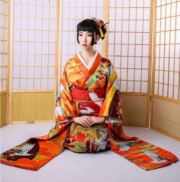 Fantasía Hacia atrás raya 2020 Winter Ladies Retro Printed Thicken Kimono Fashion Oversize Loose  Sleeves Ladies Kimono Yukata with Girdle | Wish