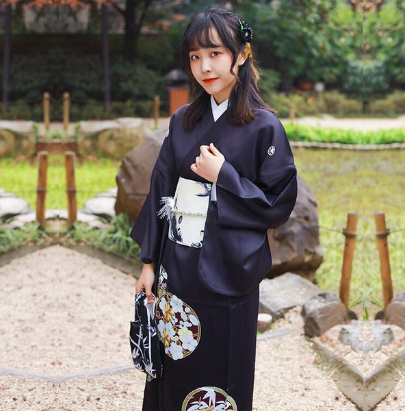 Floración parálisis cobre Harajuku Style Improved Kimono Traditional Japanese Style Ladies Vintage  Printed Formal Kimono Dress | Wish
