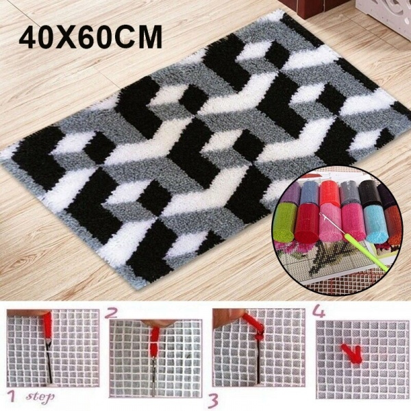 Latch Hook Rug Making Kit for Adults Beginners With Printed Canvas Tool Yarn