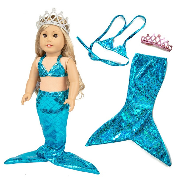 Doll Clothes American 18 Inch Girl Doll American 18 Inch Girl Doll  Accessories Unique- American Doll Girl Stuff for Endless Hours of Play Girl  Gift Mermaid Blue