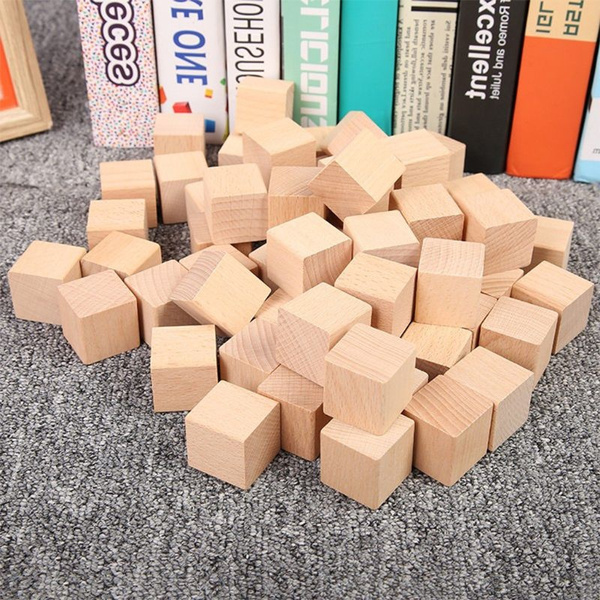 unfinished wooden baby blocks