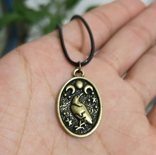 Viking Handmade Moon Pendant Crow and 