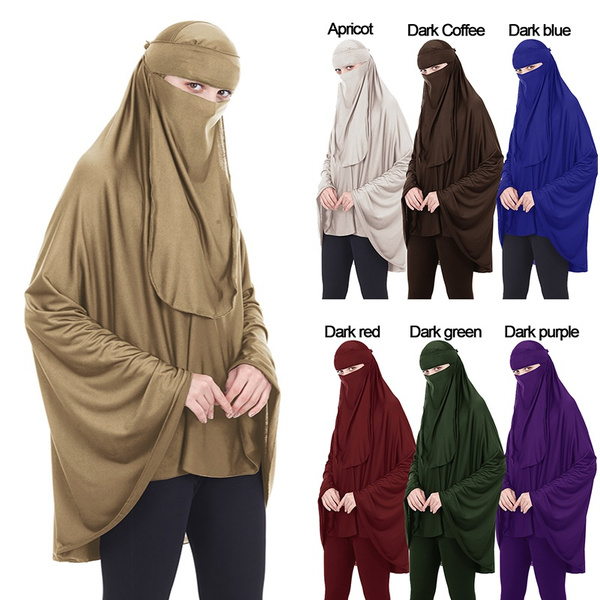 Muslim Women Large Scarf Prayer Abaya Islamic Overhead Khimar Hijab Dress  Arab