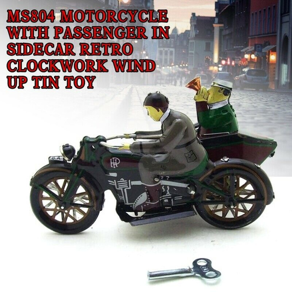 MS804 Motor Tricycle Retro Clockwork Wind Up Motorcycle Tin Toy Home Decoration 