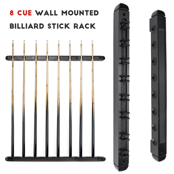 8 Clips Wooden Wall Rack Mounted Stick Holder Pool Billiard Snooker Cue Rack |