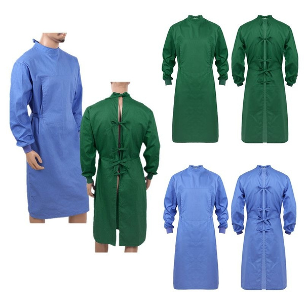 YUENA CARE Surgical Gown Reusable Medical Isolation Gowns Universal Surgeon Workwear Costumes Green S