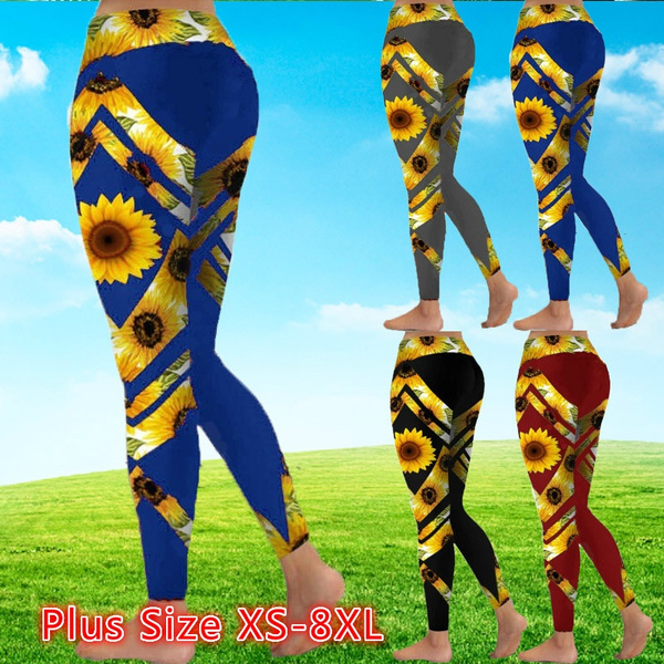 Women Slim Fit Sunflower Yoga Fitness 