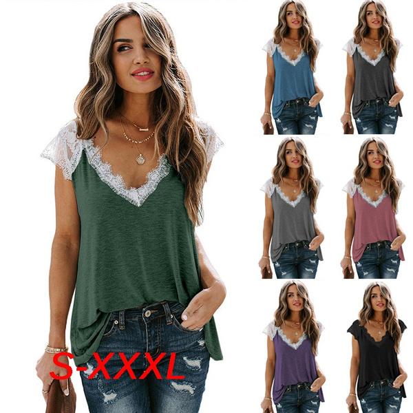 Womens Sexy Tops Women Short Sleeve Camis T Shirt Summer Ladies Casual ...