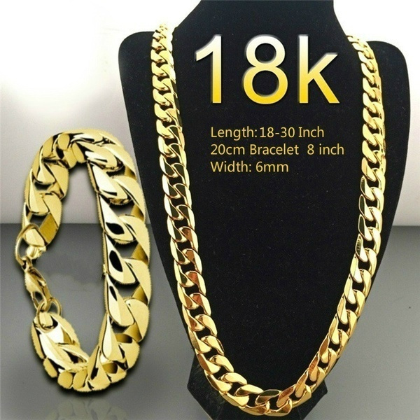 Men's 18K Gold Necklace 6mm Width Chain 