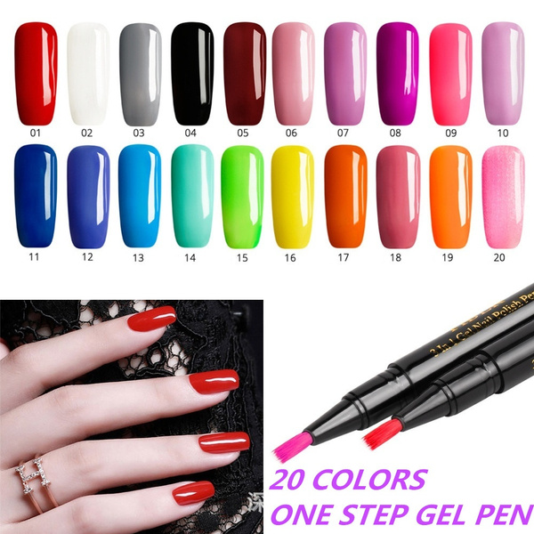 Fashion Portable 20 Colors Nail Pen One Step Nail Gel Painting Varnish Pen Nail  Gel Polish Easy To Use3 In 1 UV Gel Manicur Nails Makeup Beauty 8ml | Wish