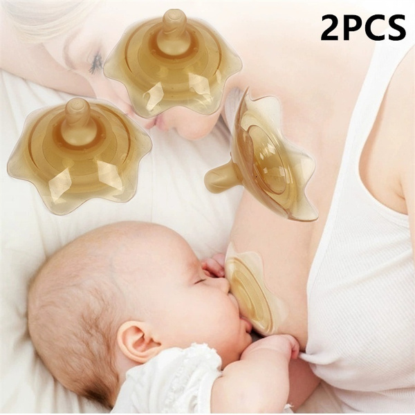 SHELLTON 2PCS Silicone Nipple Protector with 50PCS Disposable Nursing Pads  for Breastfeeding,Mothers Feeding Silicone Nipple Shield Breastfeeding  Protection Cover 