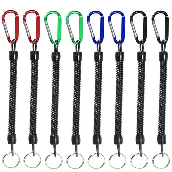 8pcs Fishing Ropes Boating Secure Retractable Coiled Tether with Carabiner  Fishing Coiled Lanyard Accessories Plastic Retractable Coiled Tether Coiled  Lanyard Safety Rope Retractable Tether Flexible Fishing Lanyards Theftproof  Spring Coil Cord Keychain