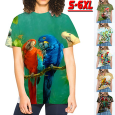 Plus Size, Sleeve, Parrot, women tee shirt