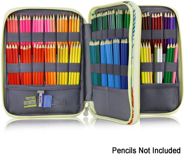 192 Colored Pencils Pencil Case - 100 Color Gel pens Pen Bag or Marker  Organizer - Universal Artist Use Supply Zippered Large Capacity Slot Super  Big Professional Storage