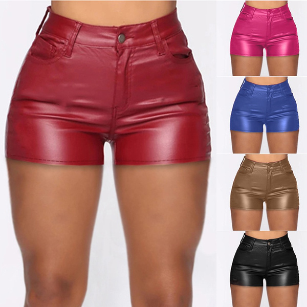 Sexy Women High Waist Faux Leather Shorts Summer Street Style Hot Short  Pants Night Club Skinny Pants