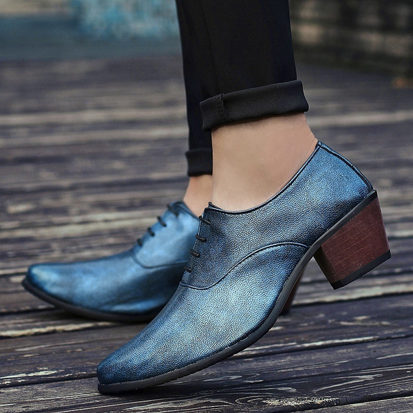 Amazon.com | Men's High Heel Hidden Lifted Shoes to Gain Height for Short  Guys GKC71 Black | Shoes