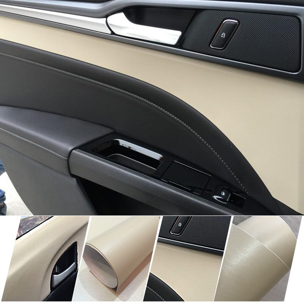 3D PVC DIY Car Styling Interior Dashboard Sticker Beige Leather Texture ...