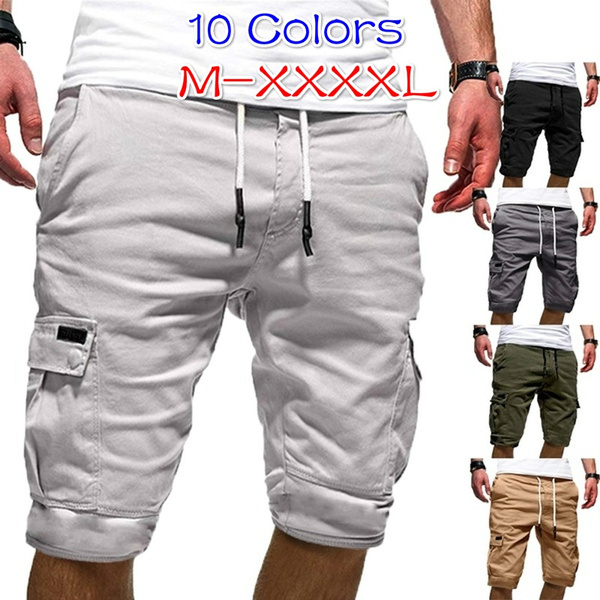 Fitfulvan Shorts Mens Five-Point Casual Pants Fashion Pants Pure Color Printing Loose Sports Pants Beach Trousers