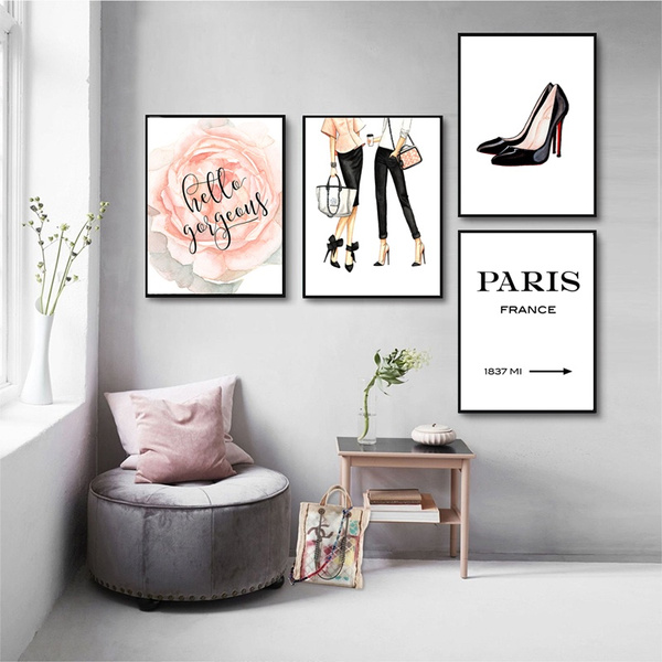 Fashion Poster Blush Pink Wall Art Perfume Prints Canvas Painting Gift For  Her Lash Wall Picture Modern Girls Bedroom Decor Unframed | Wish