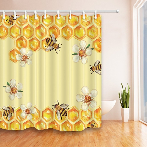 Shower Curtain Shower Curtains Bee Bathroom Decor Bath Curtain Bee