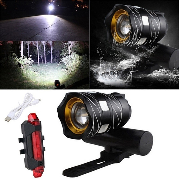LED MTB Rear&Front Set 15000LM Bicycle Lights Bike Headlight USB Rechargeable UK 