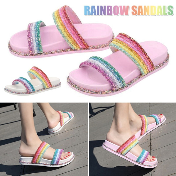 Womens on sale rainbow slides