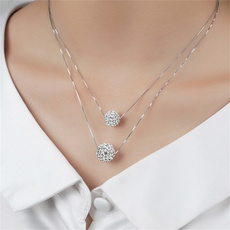 925 sterling silver necklace, Sterling, crystal pendant, DIAMOND