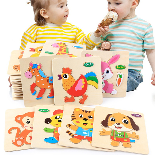 Wooden Shape 3D Puzzle Recognition Jigsaw Early Learning Baby Children Toys LC 