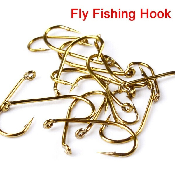 Fly Fishing Hooks 4 Sizes Fishing Trout Salmon Dry Fly Fishing Hook 200 Pcs 