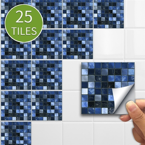 25Pcs Self-adhesive Wallpaper PVC Mosaic Tile Stickers Wall Sticker Home Kitchen 