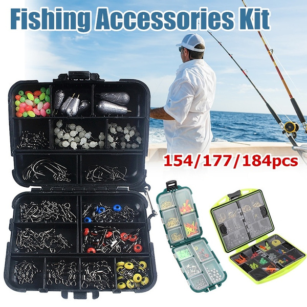154/177/184pcs Rock Fishing Accessories Set Portable Fishing Box Hooks Bite  Tackle Set Outdoor Fishing Supplies