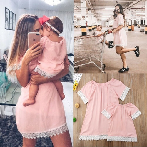Pink Matching Dress, Birthday Dress, Mommy And Me Outfits