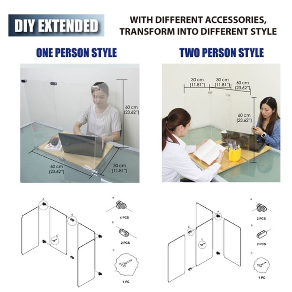 Hot Sneeze Guard Acrylic Plexiglass Shield Protector Table Desk For One Or Two Person New Design For School Classroom Counter Office Restaurant Free Standing Portable Wish