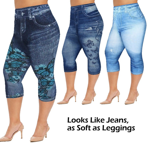 janisramone New Womens Ladies Side Printed Skinny Full Length Leggings Jeggings Skinny Stretchy Pants 
