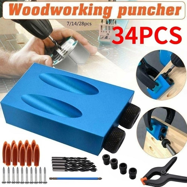 8/15pcs Pocket Hole Screw Jig Dowel Drill Joinery Kit Woodwork Guides Tool UKHot 