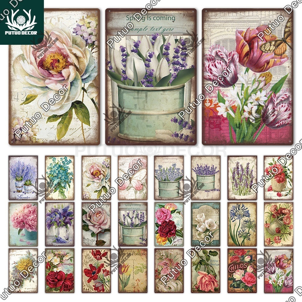 Tin Sign Plants Decoration Tulip Garden Vintage Metal Wall Sign 20x30 cm Tin Sign Plants Decoration Tulip Garden Vintage Metal Wall Sign 20x30 cm