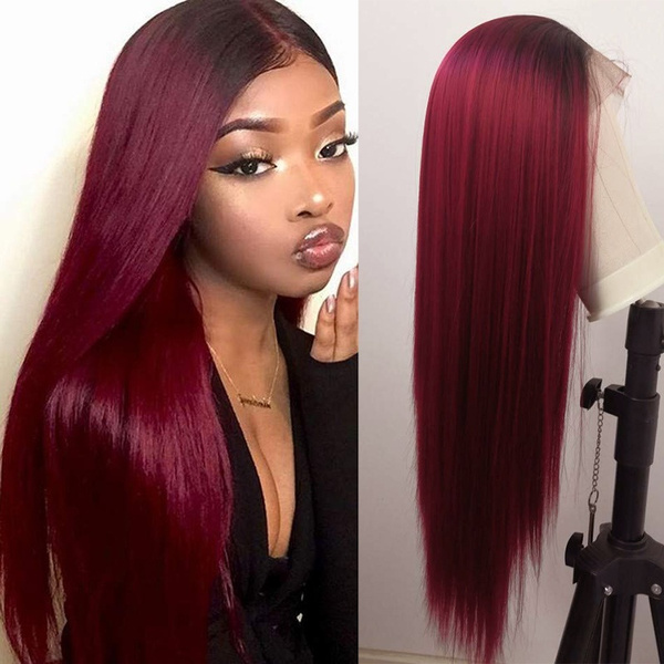 Straight red outlet ombre hair