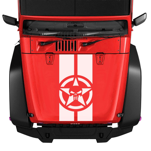 Skull Army Star Car Vinyl Hood Decor Decals For Jeep Wrangler JK TJ