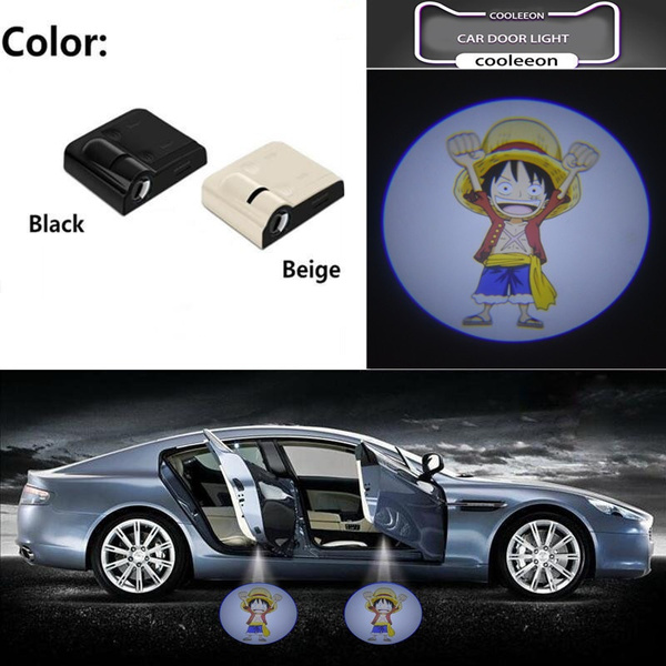 2 Led Wireless Car Door Welcome Light One Piece Monkey D Luffy Logo Cool Laser Projection Light Car Decoration Xmas Gift Wish
