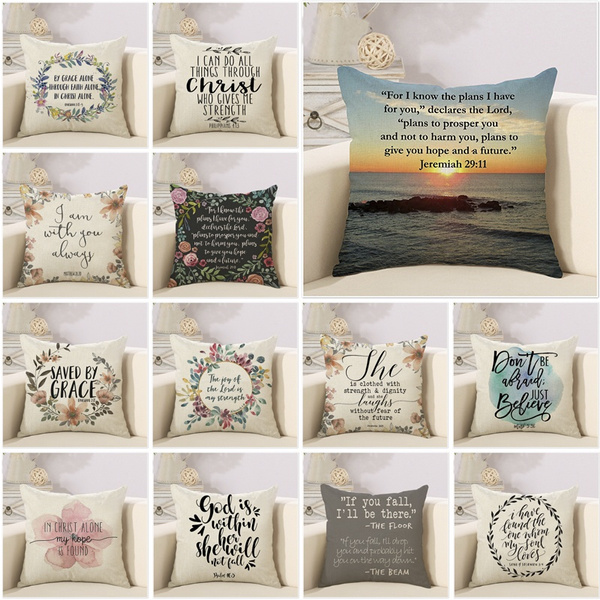 Motivational Inspirational Quote Meditation Gifts Decor Cotton Linen Pillow Case Cushion Cover for Sofa Couch Decor 18x 18Inch SSOIU Be Joyful Always Bible Quote Pillow Covers