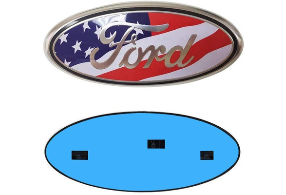 American Flag Decal Badge Nameplate for Ford 04-14 F150 F250 F350 Oval 9X3.5 Compatible With Ford Front Tailgate Emblem 11-16 Explorer 06-11 Ranger 11-14 Edge 