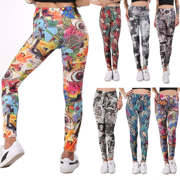 Women's Fashion 3D Printed Yoga Leggings High Waist Skinny Cartoon Sport  Running Pants GYM Workout Clothes