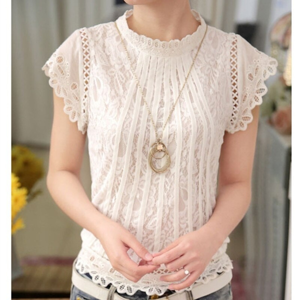 summer female chiffon Lace Blouse 