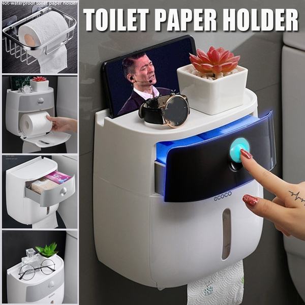 Double Layer Wall Mounted Toilet Roll Dispenser Waterproof Toilet
