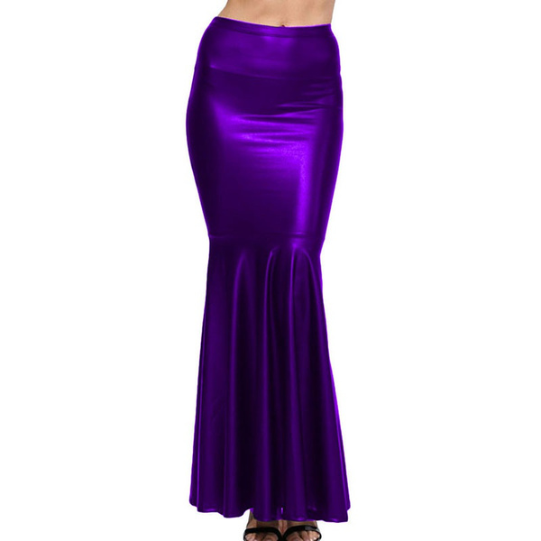 17 Colors Mermaid High Waist Long Skirt Sexy Women Faux Leather Package Hips Maxi Skirt Stage 3338