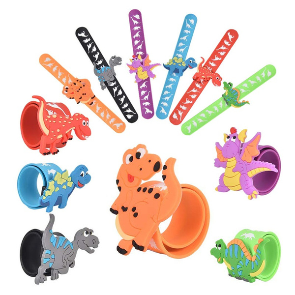 Download 1pcs Cute Dinosaur Slap Bracelets Kids Wristband Rubber Bangle Kids Fashion Toys Party Supplies Wish
