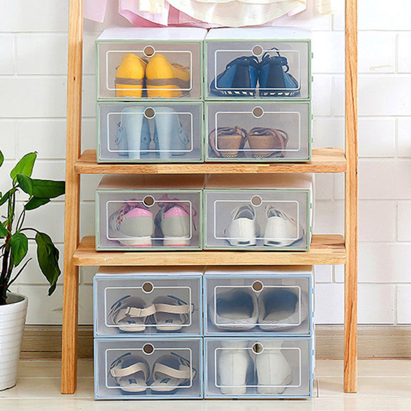 2 3 5pcs Shoe Racks Plastic Storage Bins Drawers Transparent Plastic Shoe Box Flip Cover Storage Box Single Modular Drawers Combination Shoe Rack Wish